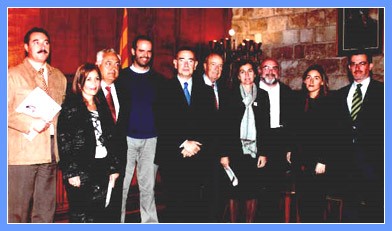 (de izquierda a derecha) D.Javier García de la Asociación Mensajeros de la Paz ; Dª Silvia Sarabia de ACOEC; D.Joan Sánchez, Director de Fundació Ordesa; D.Édison Fañanas de Clam per la Dignitat; D.Xavier Pomés, Conseller de Sanitat; D.Josep Esteve, President Reial Acadèmia de Farmàcia de Catalunya; Dª Victòria Fumacó de África Viva; D.Juan Cañellas de SSIM de Catalunya i Balears; Dª Marta Ventura, Presidenta de la Fundació Ordesa; D.Manuel Sobrino de la Fundació Gota de Leche.
